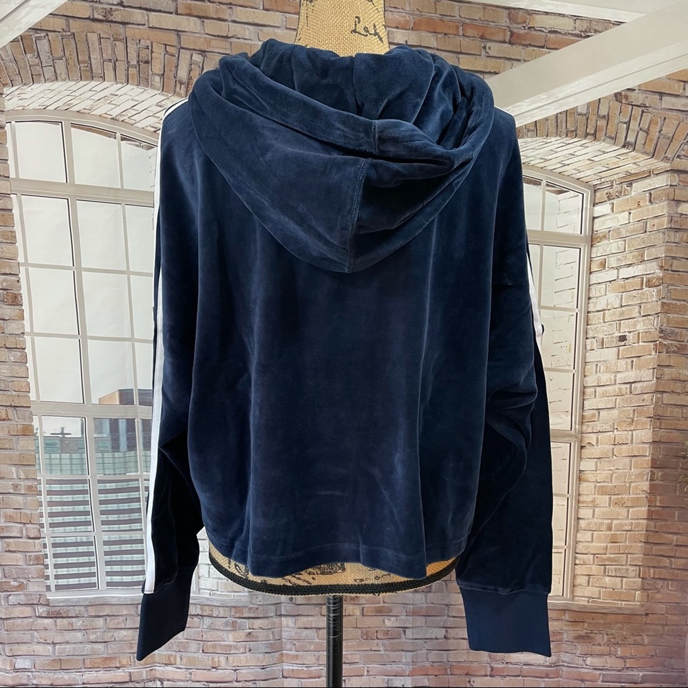 adidas Velour Cropped Hoodie Blue 90s Retro L + Bonus Top - Picture 11 of 16